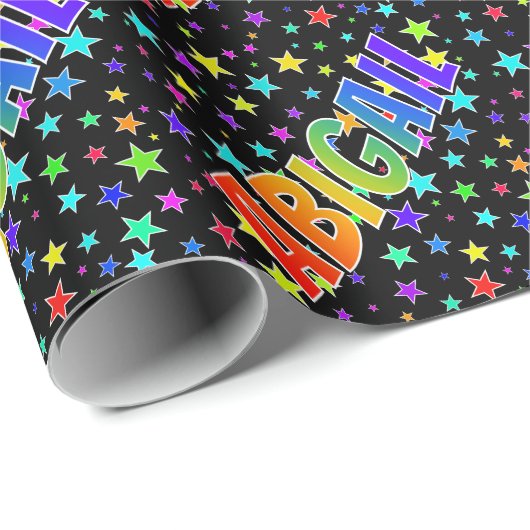 Rainbow First Name "ABIGAIL" + sterren Cadeaupapier (Rol Hoek)