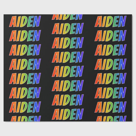 Rainbow First Name "AIDEN"; Fun & Colorful Cadeaupapier (Vlak)
