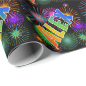 Rainbow First Name "ALEX" + Fireworks Cadeaupapier (Rol Hoek)