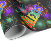 Rainbow First Name "ALEXIS" + Fireworks Cadeaupapier (Rol Hoek)