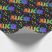 Rainbow First Name "ALICIA" + sterren Cadeaupapier (Hoek)