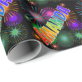 Rainbow First Name "AMANDA" + Fireworks Cadeaupapier (Rol Hoek)