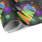 Rainbow First Name "AMY" + Fireworks Cadeaupapier (Rol Hoek)