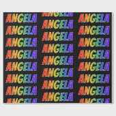 Rainbow First Name "ANGELA"; Fun & Colorful Cadeaupapier (Vlak)