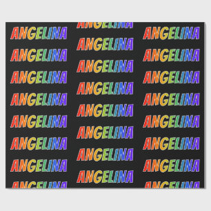 Rainbow First Name "ANGELINA"; Fun & kleurrijk Cadeaupapier