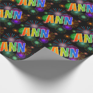 Rainbow First Name "ANN" + Fireworks Cadeaupapier