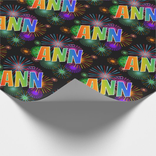 Rainbow First Name "ANN" + Fireworks Cadeaupapier (Hoek)