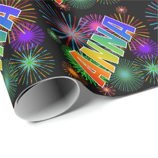 Rainbow First Name "ANNA" + Fireworks Cadeaupapier (Rol Hoek)