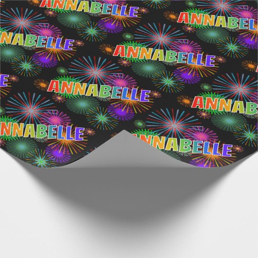 Rainbow First Name "ANNABELLE" + Fireworks Cadeaupapier (Hoek)