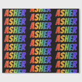 Rainbow First Name "ASHER" (Voornaam regenboogvaar Cadeaupapier (Vlak)
