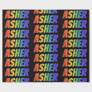 Rainbow First Name "ASHER" (Voornaam regenboogvaar Cadeaupapier
