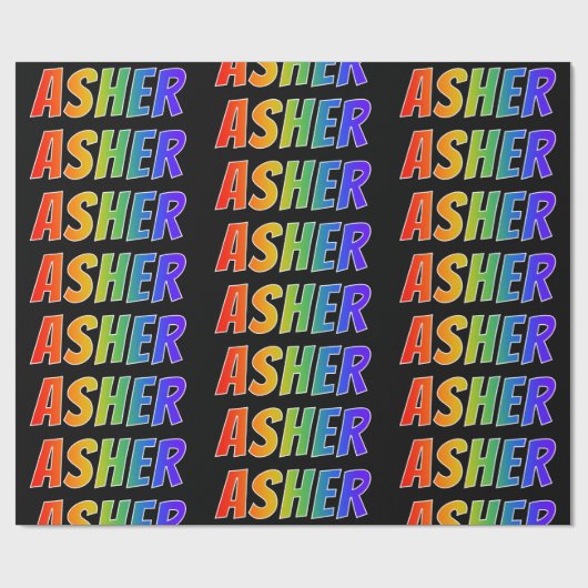 Rainbow First Name "ASHER" (Voornaam regenboogvaar Cadeaupapier (Vlak)