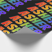 Rainbow First Name "ASHER" (Voornaam regenboogvaar Cadeaupapier (Hoek)