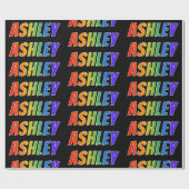 Rainbow First Name "ASHLEY"; Fun & kleurrijk Cadeaupapier (Vlak)