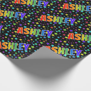 Rainbow First Name "ASHLEY" + sterren Cadeaupapier