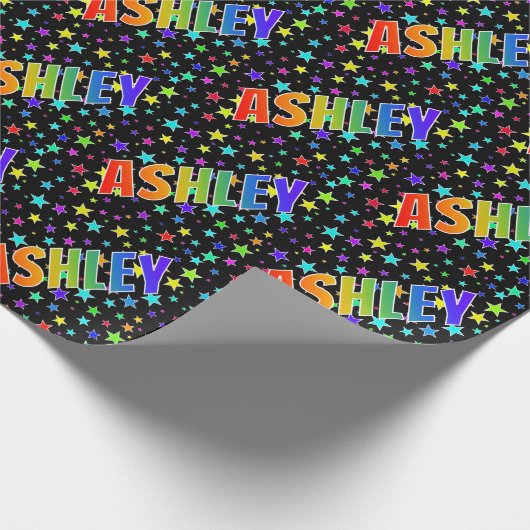 Rainbow First Name "ASHLEY" + sterren Cadeaupapier (Hoek)