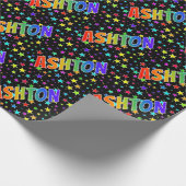 Rainbow First Name "ASHTON" + sterren Cadeaupapier (Hoek)