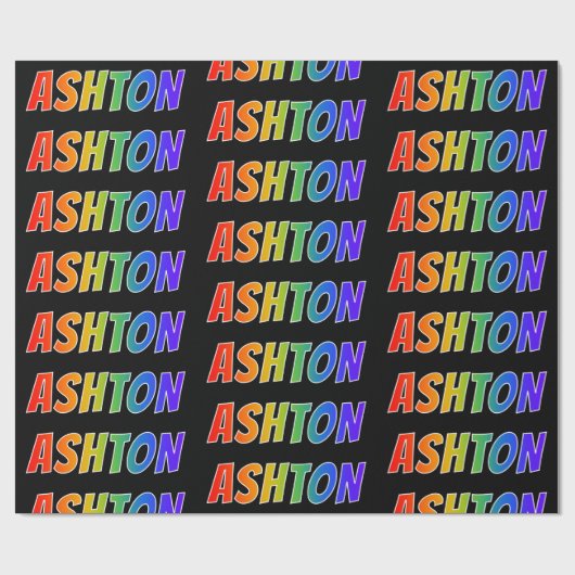 Rainbow First Name "ASHTON" (Voornaam van de regen Cadeaupapier (Vlak)