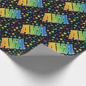Rainbow First Name "AVA" + sterren Cadeaupapier (Hoek)