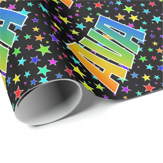 Rainbow First Name "AVA" + sterren Cadeaupapier (Rol Hoek)