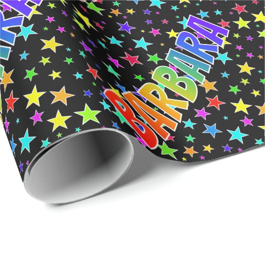 Rainbow First Name "BARBARA" + sterren Cadeaupapier (Rol Hoek)