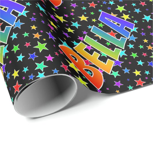 Rainbow First Name "BELLA" + sterren Cadeaupapier (Rol Hoek)