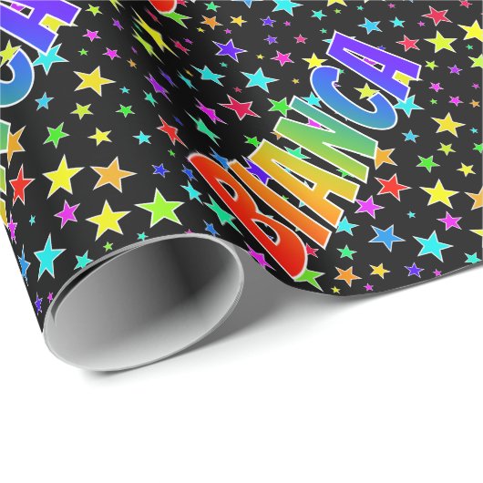 Rainbow First Name "BIANCA" + sterren Cadeaupapier (Rol Hoek)