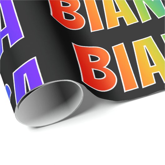 Rainbow First Name "BIANCA" (Voornaam regenboogvaa Cadeaupapier (Rol Hoek)
