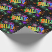 Rainbow First Name "BILLY" + Fireworks Cadeaupapier (Hoek)