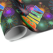 Rainbow First Name "BILLY" + Fireworks Cadeaupapier (Rol Hoek)