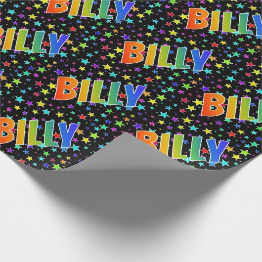 Rainbow First Name "BILLY" + sterren Cadeaupapier (Hoek)