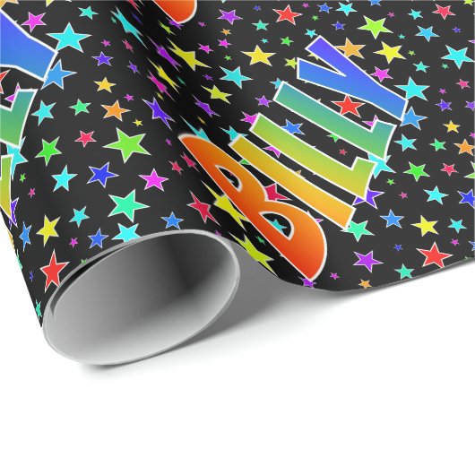 Rainbow First Name "BILLY" + sterren Cadeaupapier (Rol Hoek)