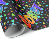 Rainbow First Name "BOBBY" + sterren Cadeaupapier (Rol Hoek)
