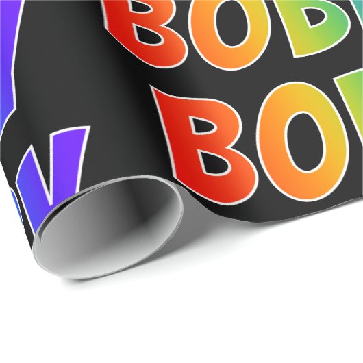 Rainbow First Name "BOBBY"; vun & kleurrijk Cadeaupapier (Rol Hoek)