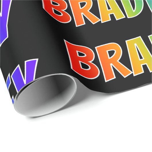 Rainbow First Name "BRADLEY"; Fun & kleurrijk Cadeaupapier (Rol Hoek)