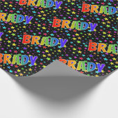 Rainbow First Name "BRADY" + sterren Cadeaupapier (Hoek)