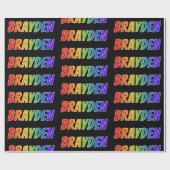 Rainbow First Name "BRAYDEN"; Fun & kleurrijk Cadeaupapier (Vlak)