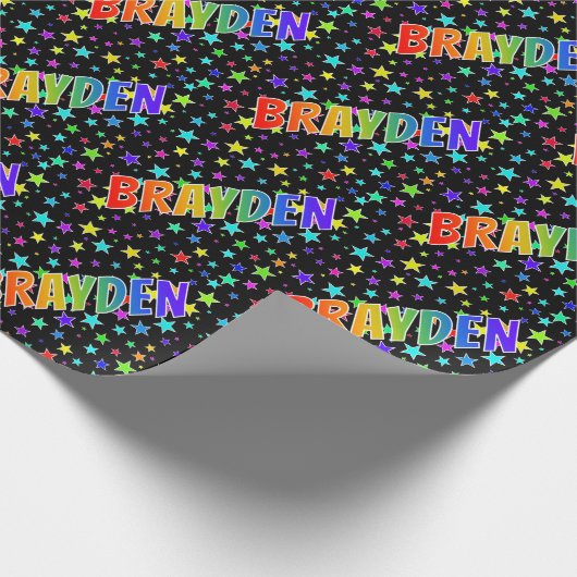 Rainbow First Name "BRAYDEN" + sterren Cadeaupapier (Hoek)