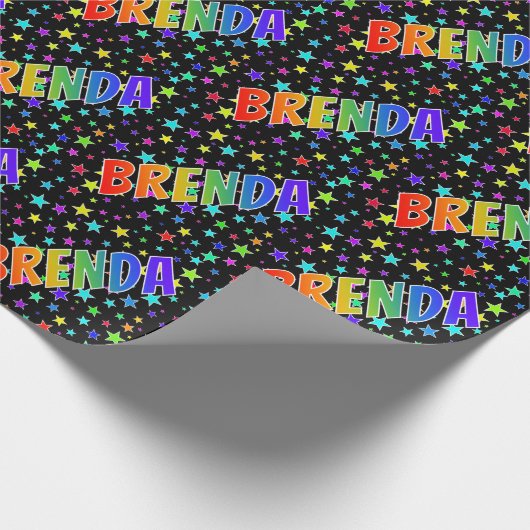 Rainbow First Name "BRENDA" + sterren Cadeaupapier (Hoek)