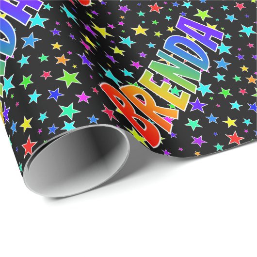 Rainbow First Name "BRENDA" + sterren Cadeaupapier (Rol Hoek)
