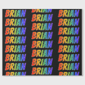Rainbow First Name "BRIAN"; Fun & Colorful Cadeaupapier (Vlak)