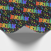 Rainbow First Name "BRIAN" + Sterren Cadeaupapier (Hoek)