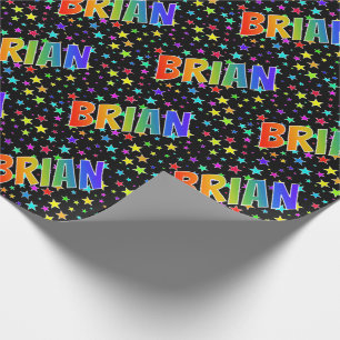 Rainbow First Name "BRIAN" + Sterren Cadeaupapier