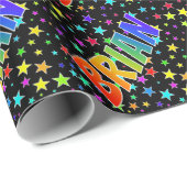 Rainbow First Name "BRIAN" + Sterren Cadeaupapier (Rol Hoek)