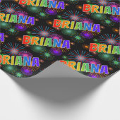 Rainbow First Name "BRIANA" + Fireworks Cadeaupapier (Hoek)