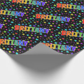 Rainbow First Name "BRITTANY" + sterren Cadeaupapier (Hoek)