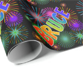 Rainbow First Name "BRUCE" + Fireworks Cadeaupapier (Rol Hoek)
