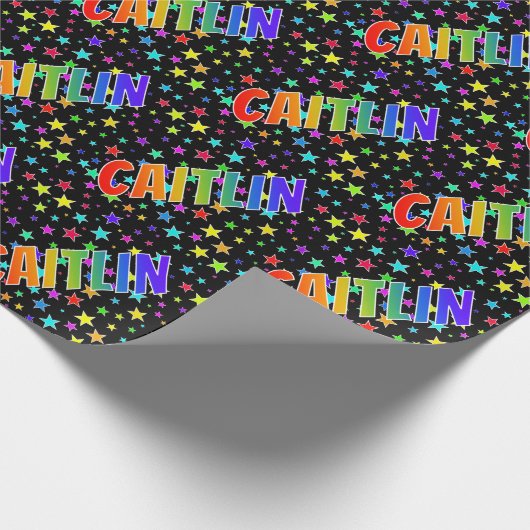 Rainbow First Name "CAITLIN" + sterren Cadeaupapier (Hoek)