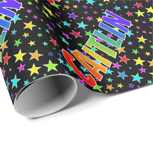 Rainbow First Name "CAITLIN" + sterren Cadeaupapier (Rol Hoek)