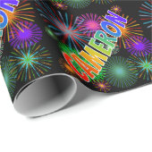 Rainbow First Name "CAMERON" + Fireworks Cadeaupapier (Rol Hoek)